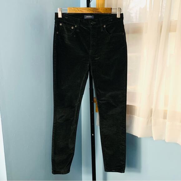 J. Crew Black Velvet 9" High Rise Toothpick Jeans - Picture 3 of 8